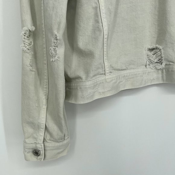 American Eagle Womens Size Small Light Wash Denim Jacket Distressed Cotton Jean - Picture 6 of 10